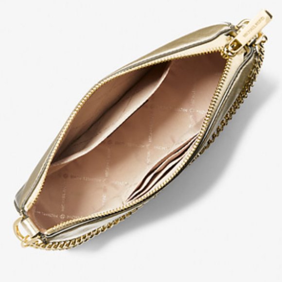 Michael Kors Jet Set GIFT SET Medium Metallic GOLD Shoulder Bag and Card Case - Picture 7 of 12